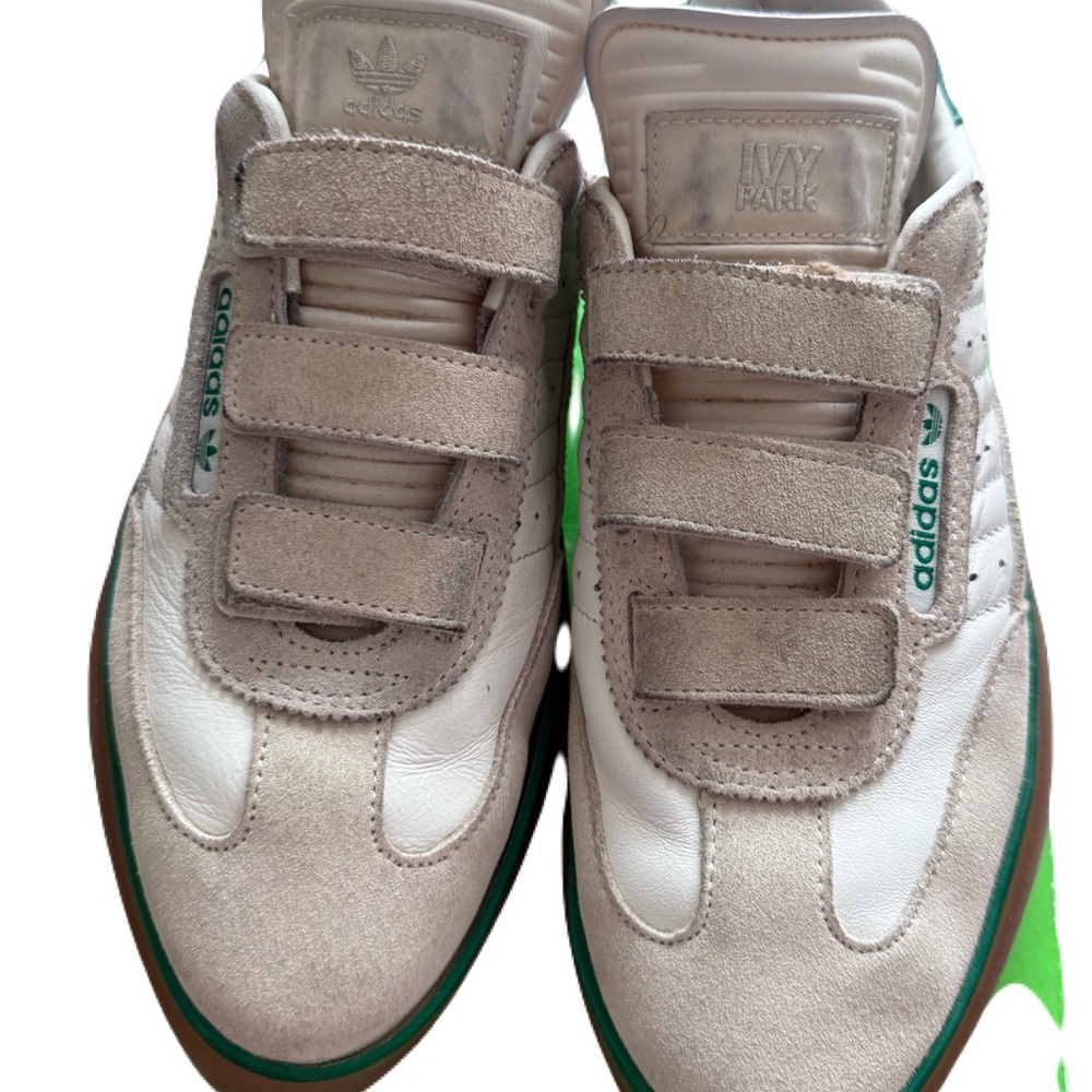 Adidas IVY PARK White and Cream Sneakers with Green Accents